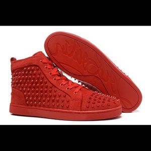 Christian Louboutin Red Louis Spike Suede
